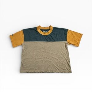 KAVU Women's Eevi Cropped T Shirt Size XS Hiking Forrest Retreat Color Block